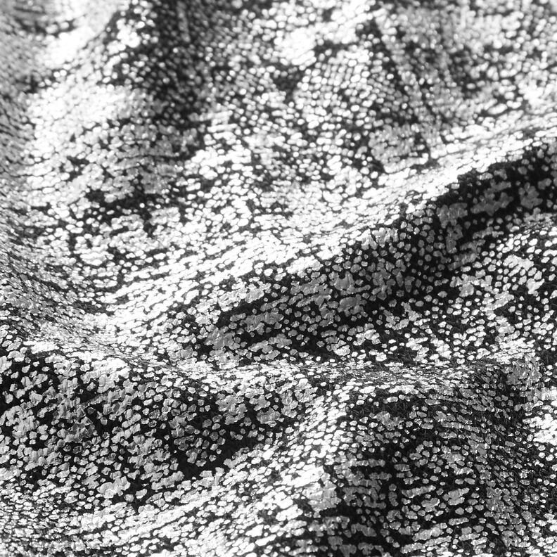 Stickat tyg metalliskt tryck abstrakt – silvermetallic/svart, image number 3