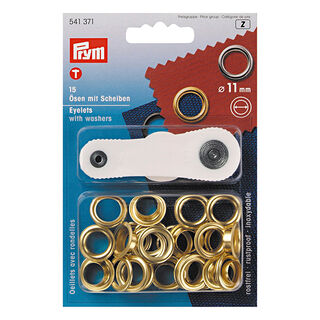 Öljetter och brickor [Ø 11 mm] | Prym – guldmetallic, 