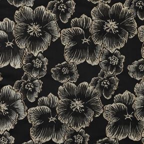 Jacquard 3D-effektblommor – svart/mandel,  Jacquard 3D-effektblommor – svart/mandel,