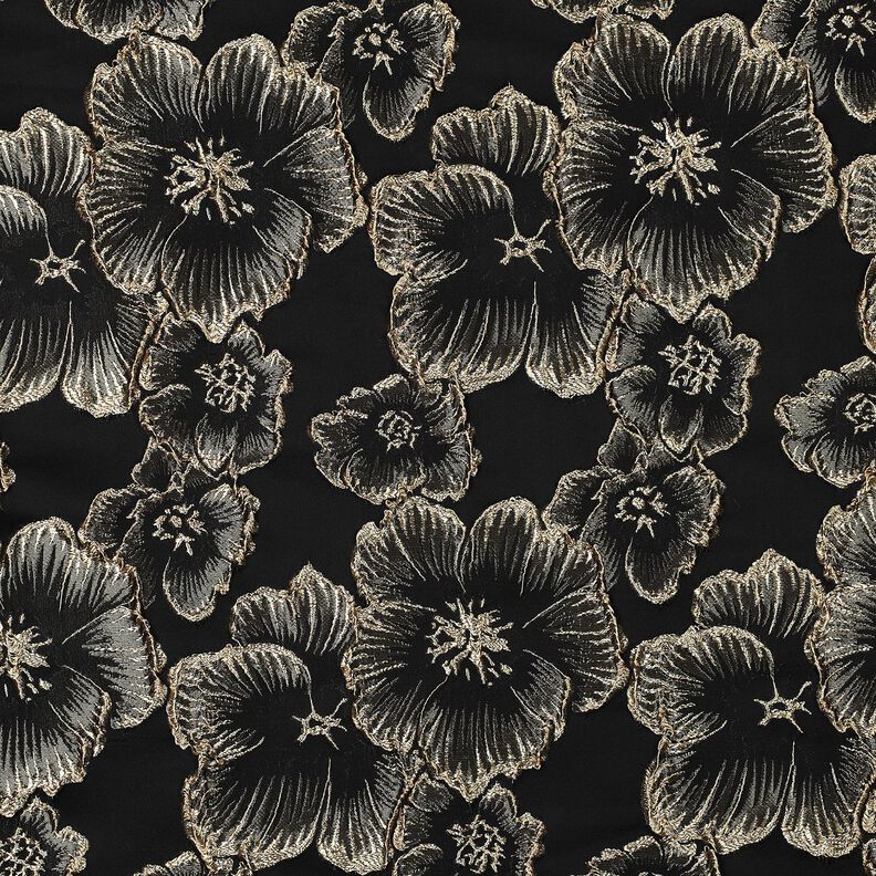 Jacquard 3D-effektblommor – svart/mandel,  image number 1
