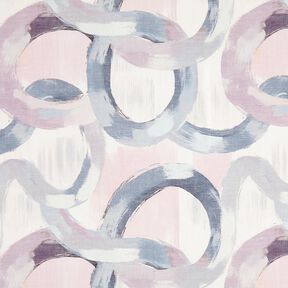 Dekorationstyg Halvpanama abstrakta ringar &ndash; pastellfl&auml;der/bl&aring;, 