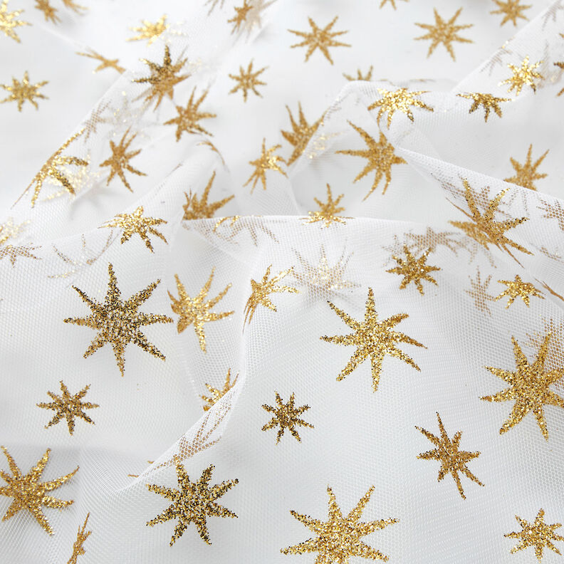 tyll glitterstjärnor – vit/guld,  image number 2