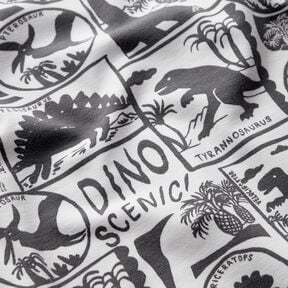Bomullsjersey Dino-patches | by Poppy vit/antracit, 