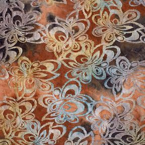 Jacquard Jersey blommor med batik – burgunder/stengrå, 