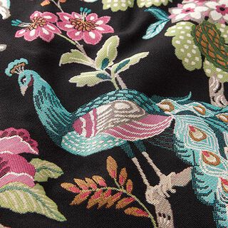 Dekorationstyg Gobeläng Påfågel – svart/rose, 
