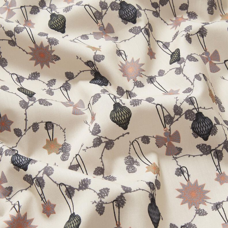 Bomullstyg Poplin skandinaviska julgransdekorationer – ljusbeige,  image number 2