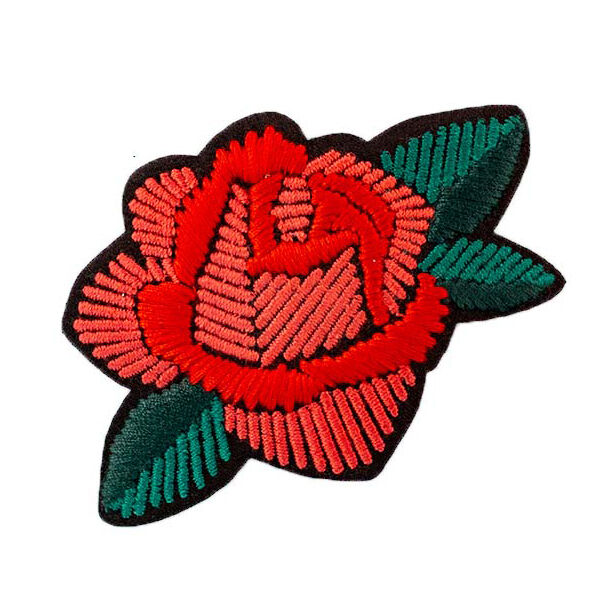 Tygmärke  Ros [ 5,5 x 8,5 cm ] – rött/grön,  image number 1