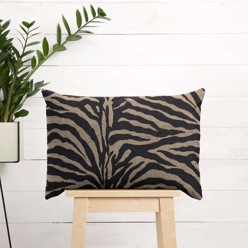 Stoppningstyg Jacquard zebra – khaki/svart, image number 9