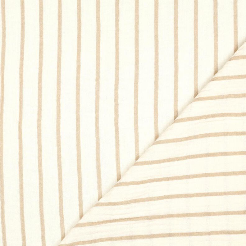 Muslin/Dubbel-krinkelväv Ränder i färgat garn  | Poppy Fabrics – mandel/yllevit,  image number 4