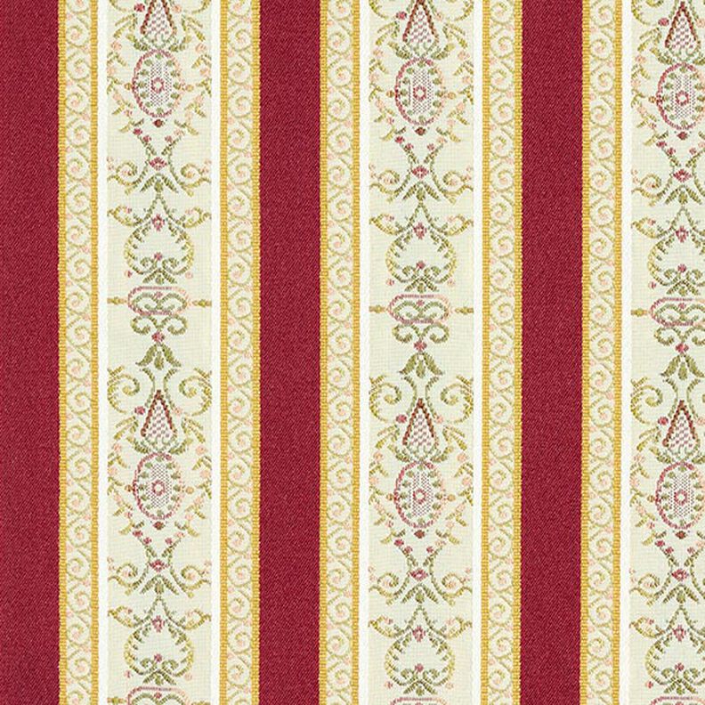 Möbeltyg Jacquard Biedermeier Ränder – kräm/rött,  image number 1