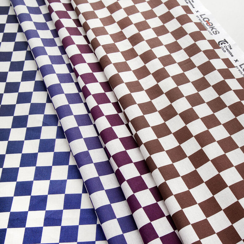 GOTS Bomullspoplin Schackrutigt färggradient | TCC x LOOKS by Wolfgang Joop – indigo/burgunder,  image number 7