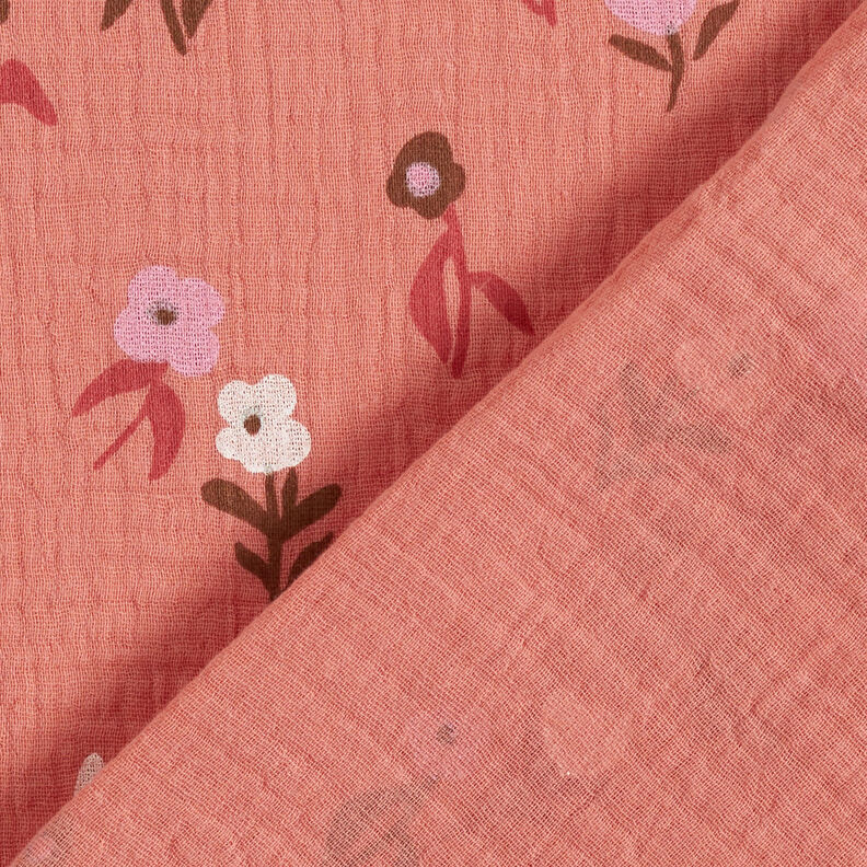 Muslin/Dubbel-krinkelväv Små blommor – koppar,  image number 4