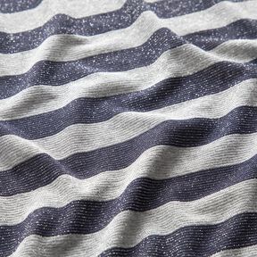 Jersey glitter horisontella ränder – ljusgrå/marinblå, 