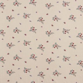 GOTS Bomullsjersey Spridda blommor | Poppy Fabrics – mandel, 