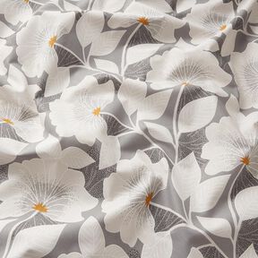 Dekorationstyg Halvpanama stora blommor 280 cm – grått, 