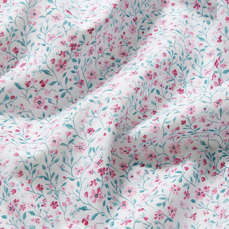 Bomullstyg Poplin ljuva blommor – pepparmynta/pastellviolett, image number 2