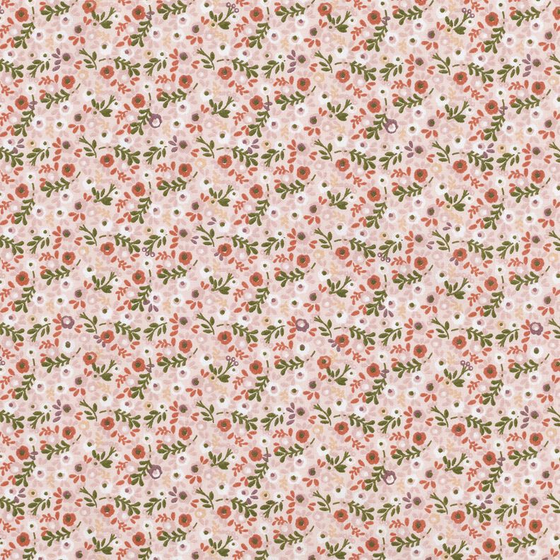 Bomullspoplin små blommor – rose/koppar,  image number 1