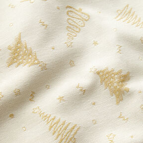 Dekorationstyg Jacquard Lurex Små granar – ljusbeige/guld, 