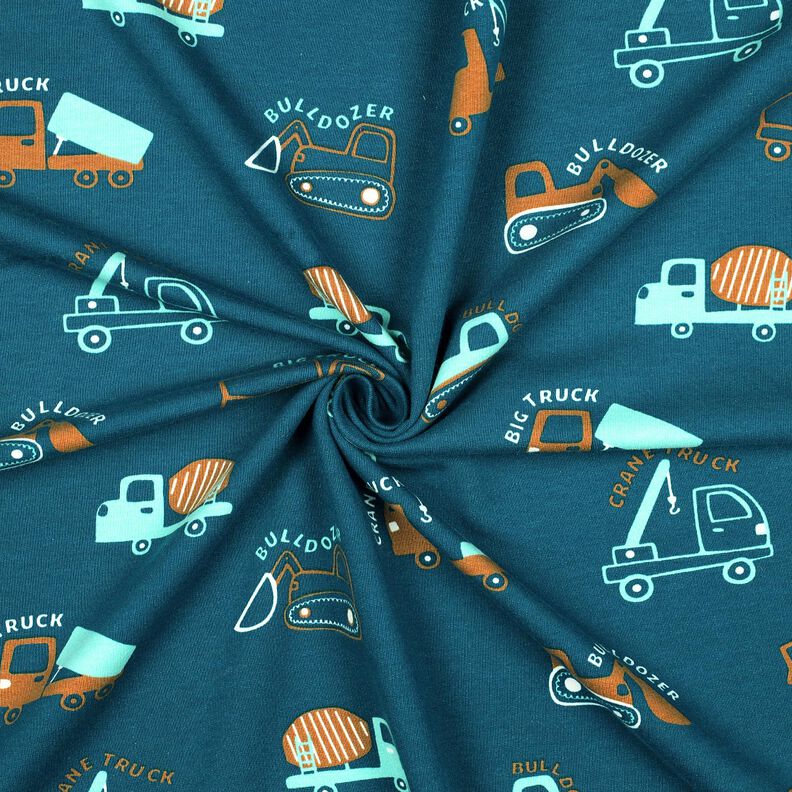 Sweatshirt Ruggad byggplatsfordon | Poppy Fabrics – havsblå/eukalyptus,  image number 3