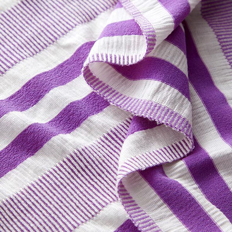 Viskosjersey krinklad – vit/lila,  image number 3