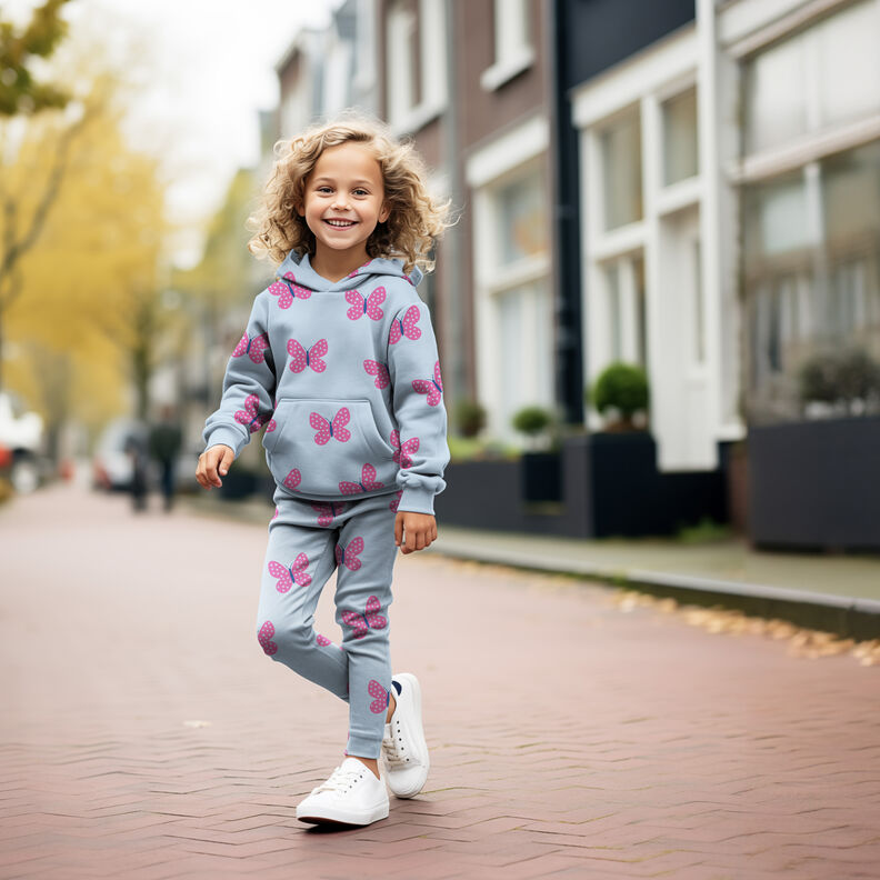 Sweatshirt Ruggad stora fjärilar | Poppy Fabrics – pastellfläder/blålila,  image number 5