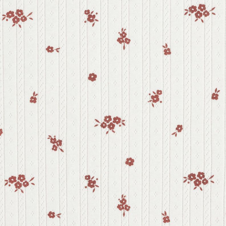 Ajour Bomullsjersey blommor på landet – elfenbensvit, image number 1