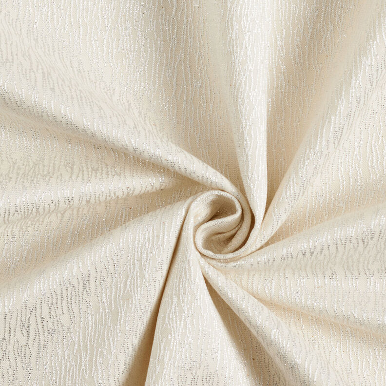 Klädtyg jacquard glittrande serpentinlinjer – vit/silver,  image number 4