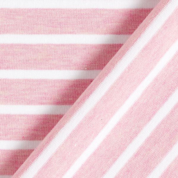 GOTS Bomullsjersey remsa | Albstoffe – rosa/vit, image number 4