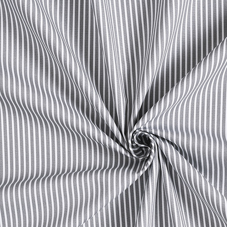 Bomullspoplin Ränder – grått/vit, image number 3