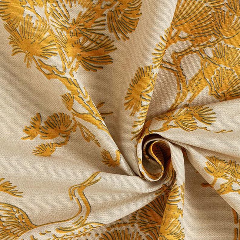 Dekorationstyg Canvas kinesisk trana – beige/currygul,  image number 3