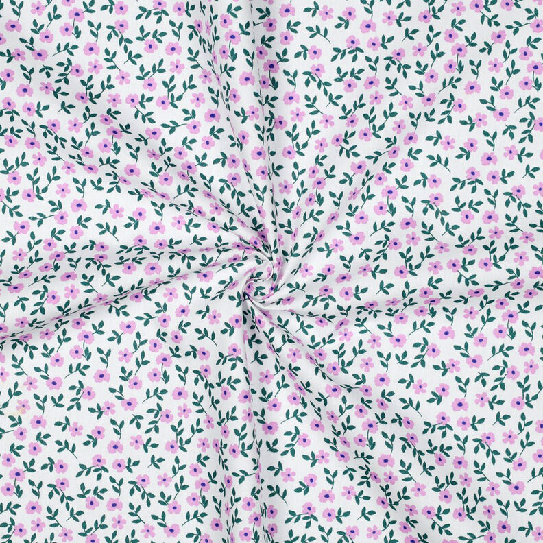 GOTS Bomullspoplin Spridda blommor | Poppy Fabrics – vit/rosa, image number 3