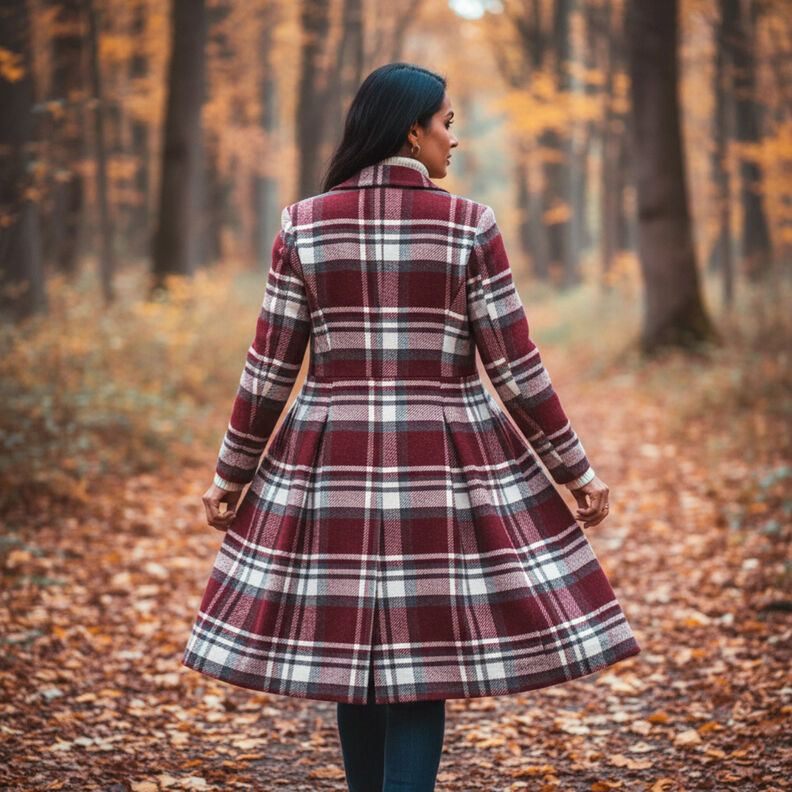 Yttertyg med p&auml;lssida i rutm&ouml;nster &ndash; bordeauxr&ouml;d/skiffergr&aring;,  image number 6