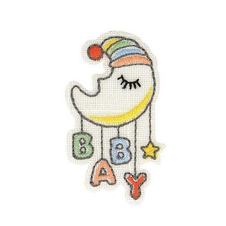 Applikation Månbaby [ 6 x 4 cm ] – yllevit/gul, 