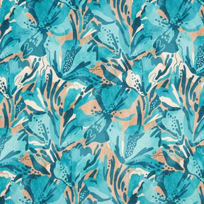 Crepesatin havsblommor – turkos/kanel, 
