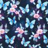 Bomullsjersey glittrande fjärilar och blommor | Glitzerpüppi  – nattblå/isblå,  thumbnail number 1