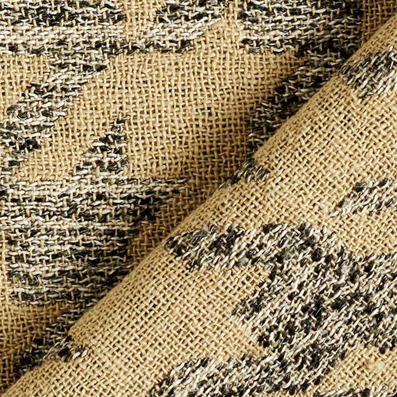 Dubbelvävt tyg med stort hundtandsmönster – beige/grått, image number 4