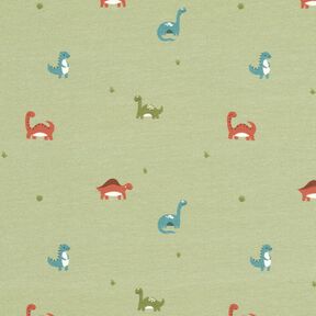 Bomullsjersey Glada dinosaurier – gråbeige, 