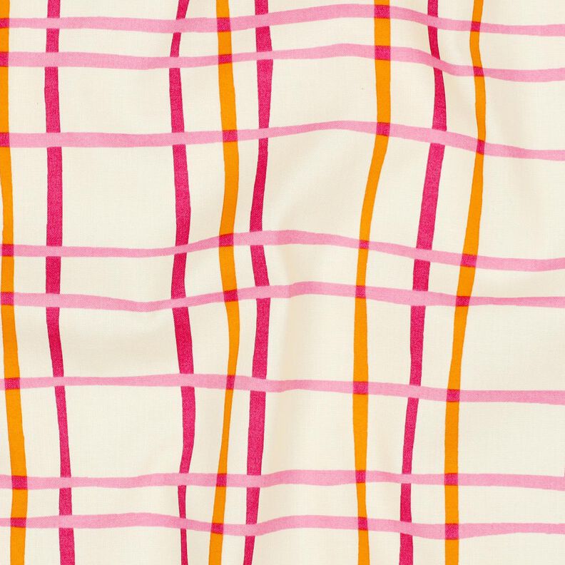Bomullspoplin Vågiga rutor | Poppy Fabrics – kräm/rosa,  image number 2
