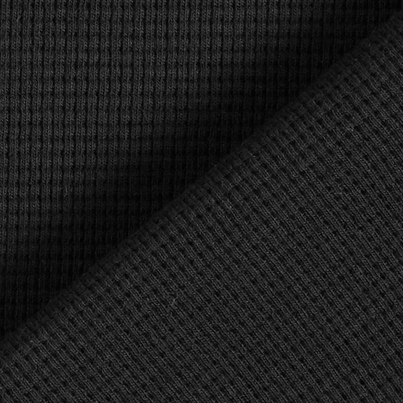 Mini-bomullsvåffeljersey enfärgad – svart,  image number 4