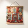 dekorationspanel Gobeläng fransk bistro – blå/terracotta,  thumbnail number 5