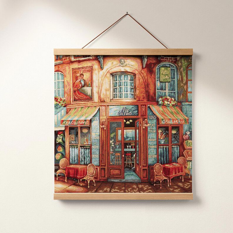 dekorationspanel Gobeläng fransk bistro – blå/terracotta, image number 5