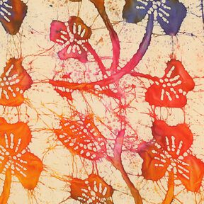 Viskostyg Batikblad – sand/brandgul, 