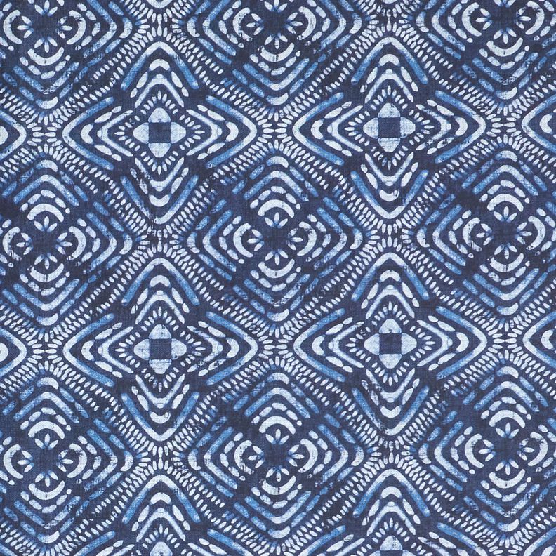 Dekorationstyg Canvas batikplattor – indigo/vit, image number 1