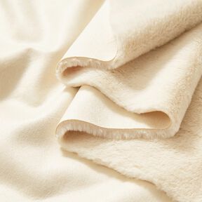 Velourtyg med fuskpäls på baksidan – kräm, 