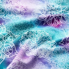 French Terry Sommarsweat Regnbågsmandalas | Glitzerpüppi – ljus petrol/lavender, 