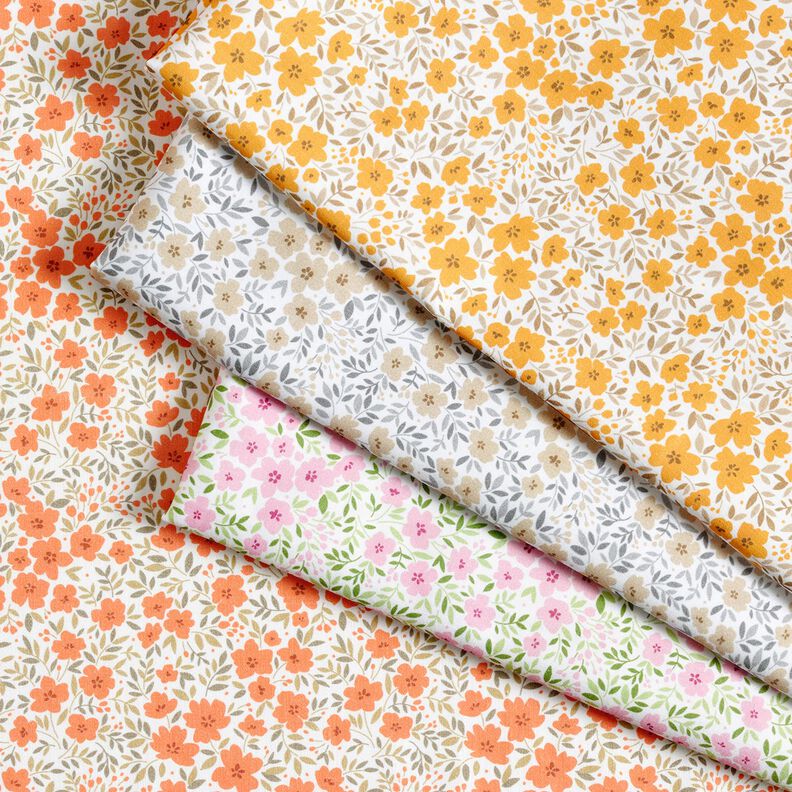 Dekorationstyg Bomullssatin blomsterhav – persikofärgad/vit,  image number 5