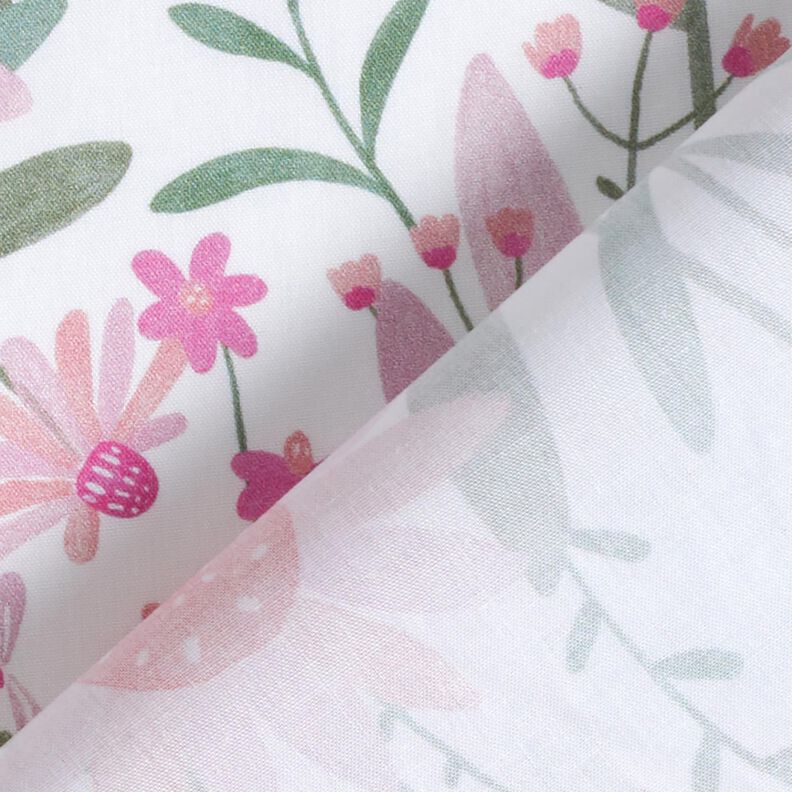 Bomullspoplin Stora ängsblommor Digitaltryck | Poppy Fabrics – vit,  image number 4