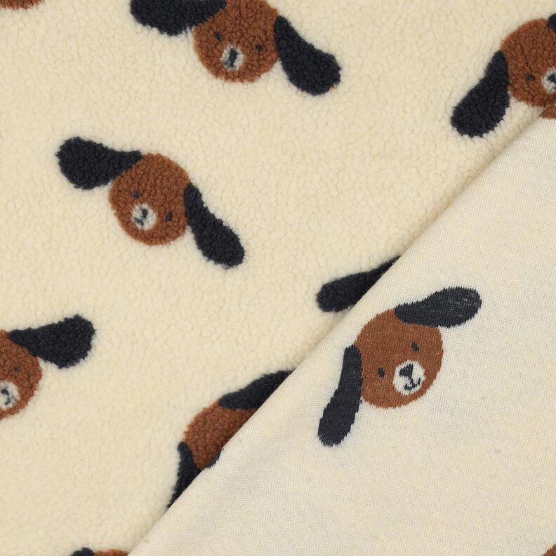 Teddyplysch hundhuvuden | Poppy Fabrics – ljusbeige/svartbrunt, image number 4