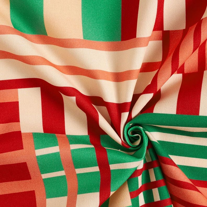 Dekorationstyg Halvpanama Moderna former – enbärsgrön/mörkröd,  image number 3