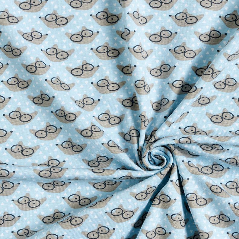 Bomullsjersey Räv med glasögon – babyblått, image number 3